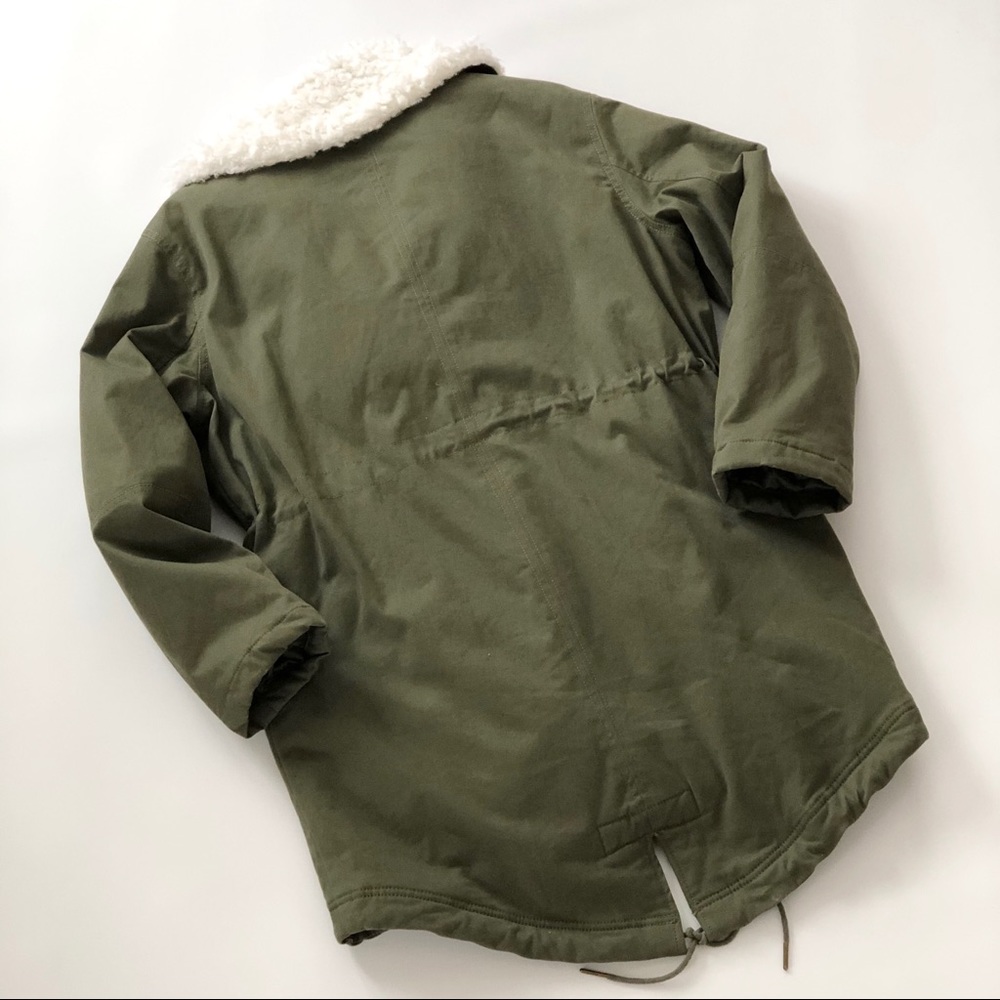 GAP Primaloft Utility Parka Olive Faux Sherpa Trim Size S - Picture 4 of 8